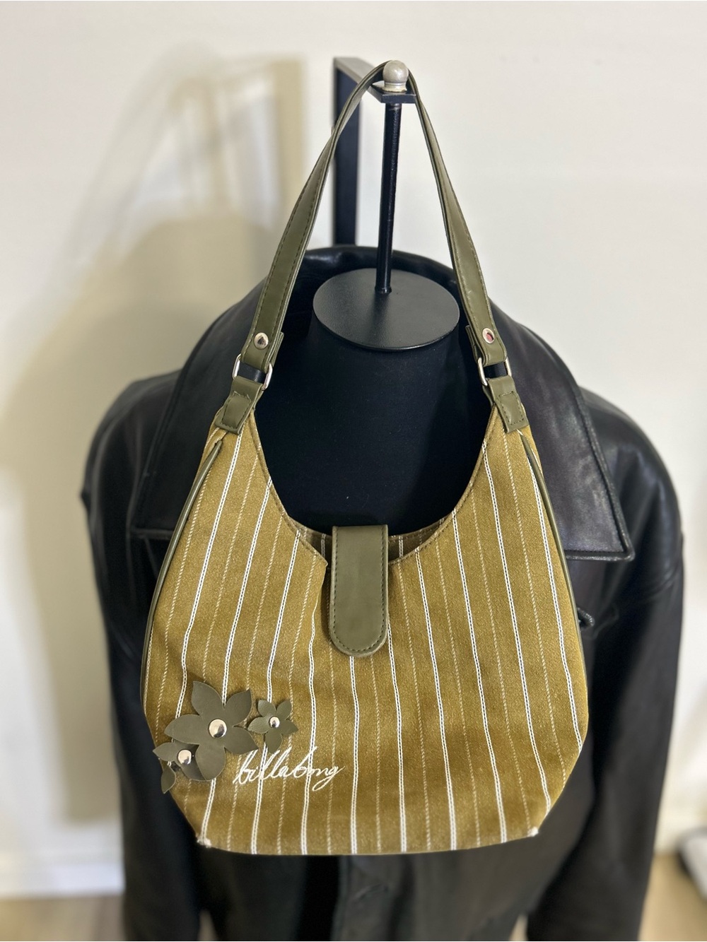 Y2K Vintage Billabong Striped Boho Mini Handbag Floral Accent